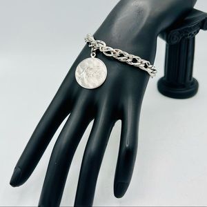 Vintage silver overlay MOTHER /NANNA charm bracelet